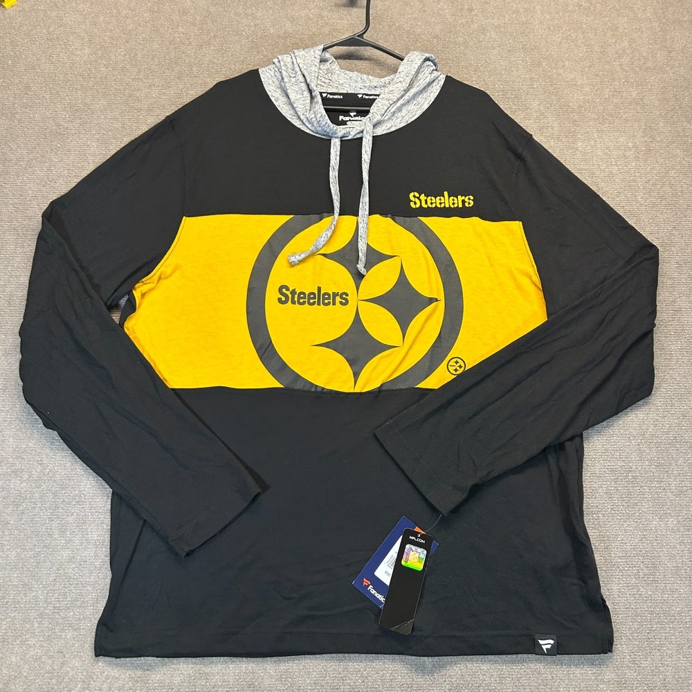 Pittsburgh Steelers Lightweight Hoodie Men's XL Pullover Black Fanatics NEW